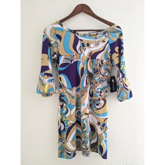 VINTAGE Apple Bottoms Y2K Multi Print Mini Dress Deadstock NEW! - Picture 9 of 9